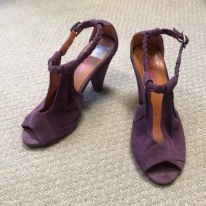 Purple suede heels sandals